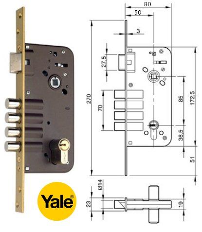 CERRADURA EMBUTIR SEGURIDAD YALE 8912